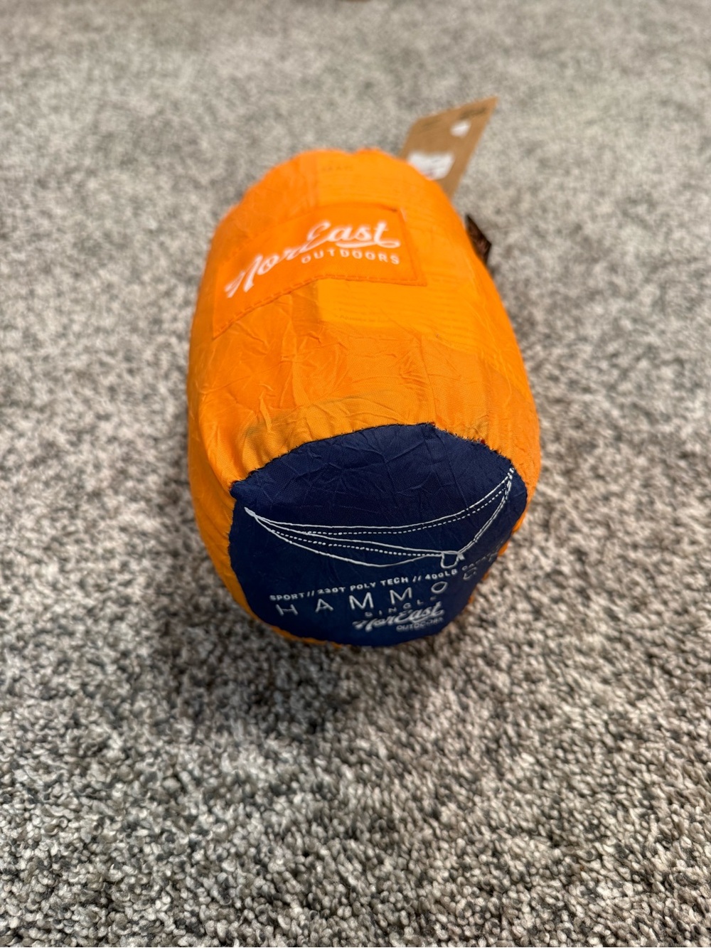 NorEast Outdoors Single Hammock Sport 230T Poly Tech Orange Navy New with Tags